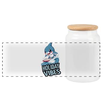 Requin surfeur - Holiday Vibes - Boîte à biscuits avec couvercle en bois - blanc - Devant