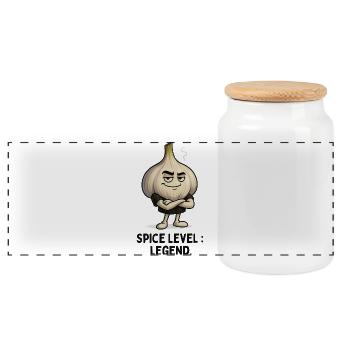 Knoblauch Legend Level Garlic Motiv Illustration - Panorama Keksdose mit Holzdeckel - Weiß - Vorne