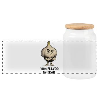 Garlic Attitude : 100 % saveur dessin animé - Boîte à biscuits avec couvercle en bois - blanc - Devant