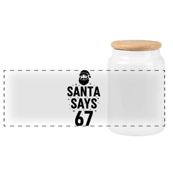 Santa Says 67 - Panorama Keksdose mit Holzdeckel - Weiß - Vorne