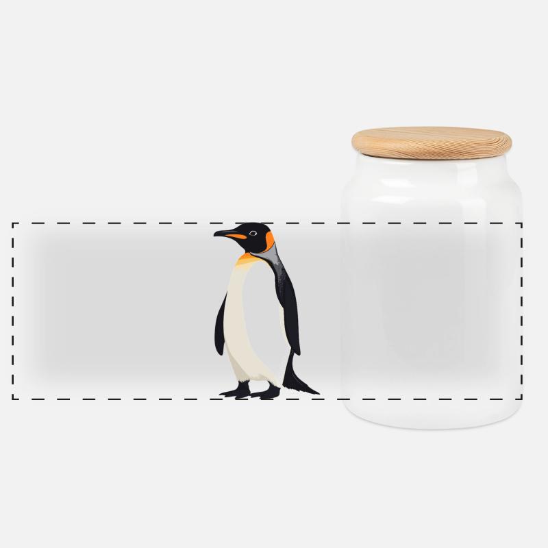 Pinguine Pinguin - Panorama Keksdose mit Holzdeckel - Weiß