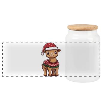 Noël à dos de chameau - Boîte à biscuits avec couvercle en bois - blanc - Devant