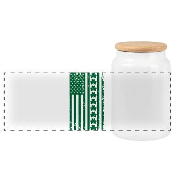 USA Shamrock Saint Patrick's Day US Flag - Panoramic Cookie Jar with Wooden Lid - white - Front