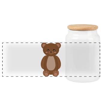 Cozy Brown Bear Plush - Panoramic Cookie Jar with Wooden Lid - white - Front