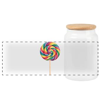 Bunter Regenbogen Lolli Spiral Look - Panorama Keksdose mit Holzdeckel - Weiß - Vorne