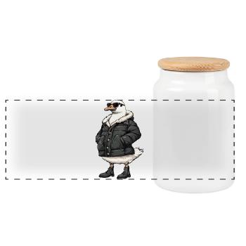 Gans Cool Winter - Panorama Keksdose mit Holzdeckel - Weiß - Vorne