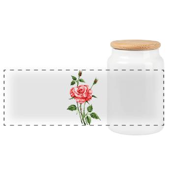 Fleur - Boîte à biscuits avec couvercle en bois - blanc - Devant