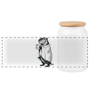 Don’t Worry Be Cappy - Automne Hiver Capybara - Boîte à biscuits avec couvercle en bois - blanc - Devant