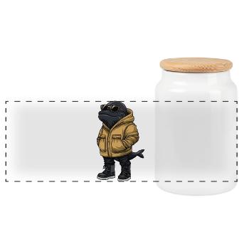 Baleine Hiver Frais - Boîte à biscuits avec couvercle en bois - blanc - Devant