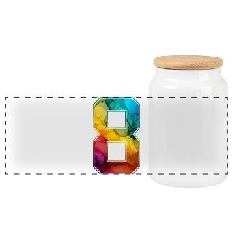 NO. 8 NUMBER 8 COLLEGE 8TH BIRTHDAY - Panoramic Cookie Jar with Wooden Lid - white - Front