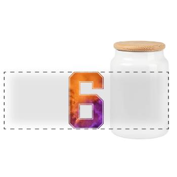 NR. 6 NUMMER 6 COLLEGE 6. GEBURTSTAG - Panorama Keksdose mit Holzdeckel - Weiß - Vorne