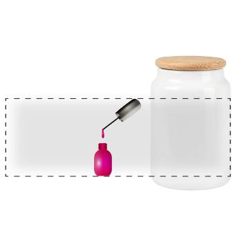 Pinkfarbener Nagellack mit Tropfen - Panorama Keksdose mit Holzdeckel - Weiß - Vorne