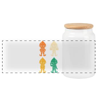 Santa Claus Christmas Elf Christmas - Panoramic Cookie Jar with Wooden Lid - white - Front