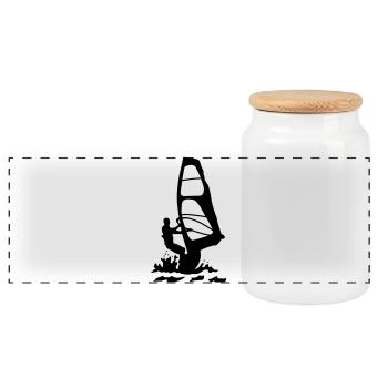 Windsurfing - Panoramic Cookie Jar with Wooden Lid - white - Front