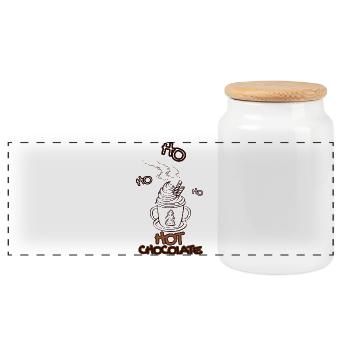 Hot Chocolate - Hot chocolate at Christmas time - Panoramic Cookie Jar with Wooden Lid - white - Front