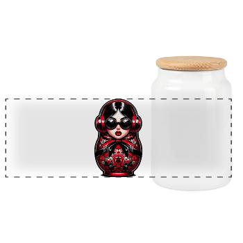 Russe Matriochka Musique Russie Russe - Boîte à biscuits avec couvercle en bois - blanc - Devant