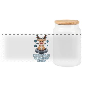 Christmas Cleaning Crew Putztrupp - Panoramic Cookie Jar with Wooden Lid - white - Front