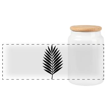 Palm Leaf Silhouette Tropical Minimal Style - Panoramic Cookie Jar with Wooden Lid - white - Front