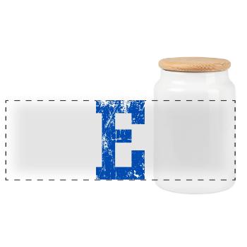 Letter e sport retro - Panorama Keksdose mit Holzdeckel - Weiß - Vorne