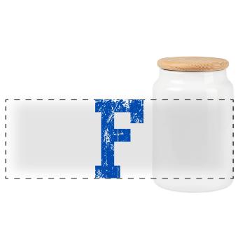 Buchstaben f Sport Retro - Panorama Keksdose mit Holzdeckel - Weiß - Vorne