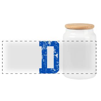 Lettre d sport rétro  - Boîte à biscuits avec couvercle en bois - blanc - Devant