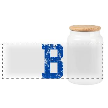 Buchstabe b Sport Retro - Panorama Keksdose mit Holzdeckel - Weiß - Vorne