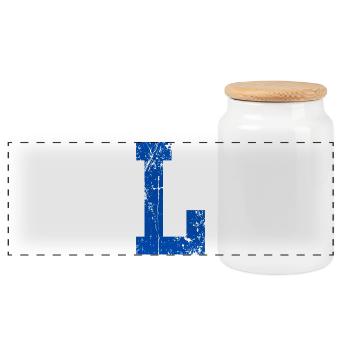 Lettre l sport rétro  - Boîte à biscuits avec couvercle en bois - blanc - Devant