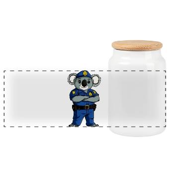 Policier Koala / Koala Bear - Boîte à biscuits avec couvercle en bois - blanc - Devant