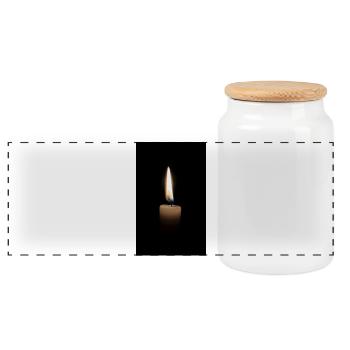 La flamme d’une bougie dans l’obscurité - Boîte à biscuits avec couvercle en bois - blanc - Devant