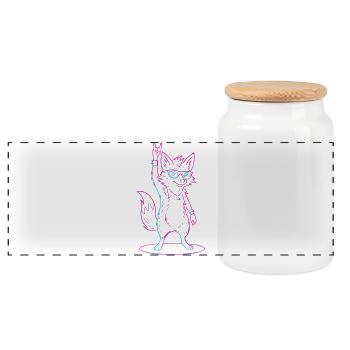 Rockender Fuchs Mit Sonnenbrille Cool - Panorama Keksdose mit Holzdeckel - Weiß - Vorne