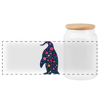 Pinguin - Panorama Keksdose mit Holzdeckel - Weiß - Vorne