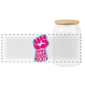 Antifaschistische Opas gegen Rechts - Antifa Logo - Panorama Keksdose mit Holzdeckel - Weiß - Vorne
