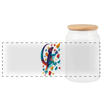 Cadeau de lézard grimpeur de gecko escaladeur de bloc - Boîte à biscuits avec couvercle en bois - blanc - Devant