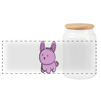 Dessin animé mignon lapin rose Kawaii Rabbit adorable - Boîte à biscuits avec couvercle en bois - blanc - Devant