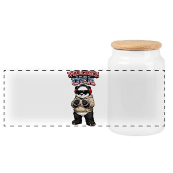 T-shirt humor Panda USA Streetwear Patriotique - Boîte à biscuits avec couvercle en bois - blanc - Devant