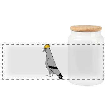 Casque de construction pour pigeons – Illustration minimale - Boîte à biscuits avec couvercle en bois - blanc - Devant