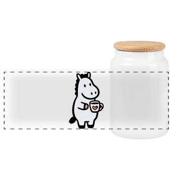 HerzHippo Coffee Companion - Panoramic Cookie Jar with Wooden Lid - white - Front