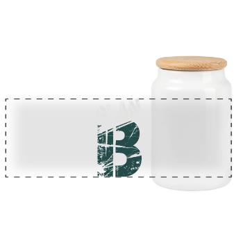 Grunge 13 Numeric Glyph - Panoramic Cookie Jar with Wooden Lid - white - Front