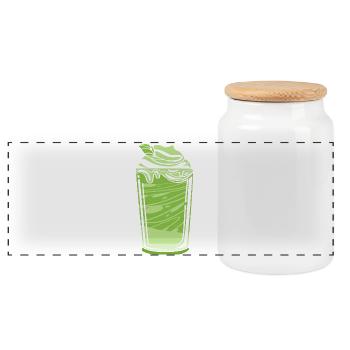 Matcha - Panorama Keksdose mit Holzdeckel - Weiß - Vorne
