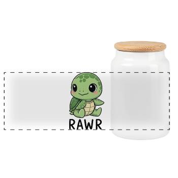 Süße Schildkröte Cartoon Seerose Lachen Freude - Panorama Keksdose mit Holzdeckel - Weiß - Vorne