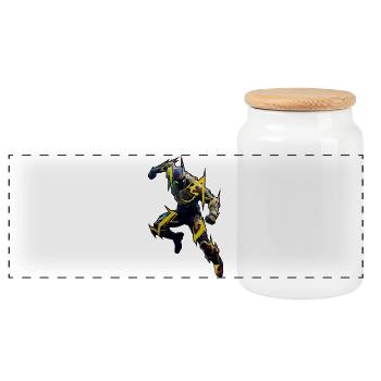 Super-héros tape-à-l’œil - Boîte à biscuits avec couvercle en bois - blanc - Devant