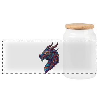 Mosaïque du Dragon Coloré - Boîte à biscuits avec couvercle en bois - blanc - Devant
