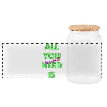 Tout ce dont vous avez besoin, c’est de handball (vert) - Boîte à biscuits avec couvercle en bois - blanc - Devant