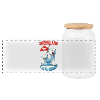 Greenland Is Not For Sale Arctic Polar Bear - Panorama Keksdose mit Holzdeckel - Weiß - Vorne