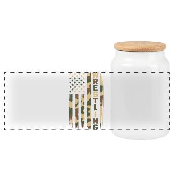 Wrestling USA Flag Camo Patriot Design - Panoramic Cookie Jar with Wooden Lid - white - Front