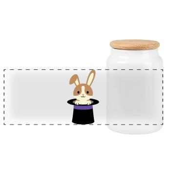Le Lapin du Chapeau du Magicien - Boîte à biscuits avec couvercle en bois - blanc - Devant