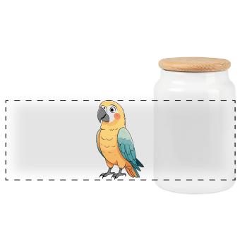 Illustration colorée de perroquet - Boîte à biscuits avec couvercle en bois - blanc - Devant