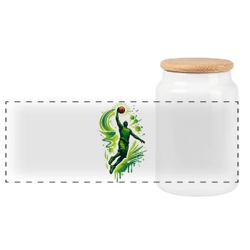 Joueur de basket-ball dans un style graffiti - Boîte à biscuits avec couvercle en bois - blanc - Devant