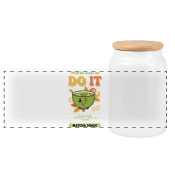 Matcha hat mich dazu gebracht, es zu tun Matcha Magic Grüntee-Vibes - Panorama Keksdose mit Holzdeckel - Weiß - Vorne
