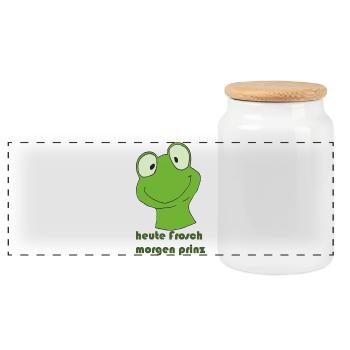 heute_frosch - Panoramic Cookie Jar with Wooden Lid - white - Front